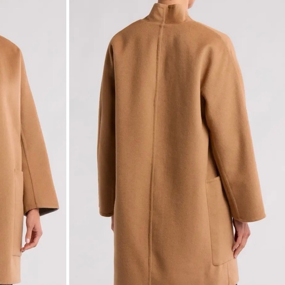 Vince Reversible Collarless Wool Blend Coat in Dark Camel/ Med H Grey Size M - Picture 4 of 12